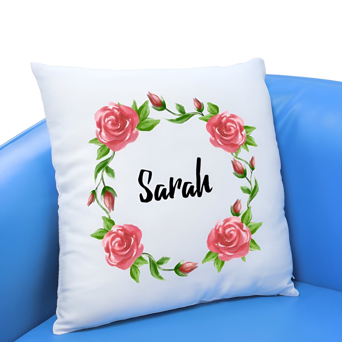 Personalised Cushion - Wreath Of Roses - Click Image to Close