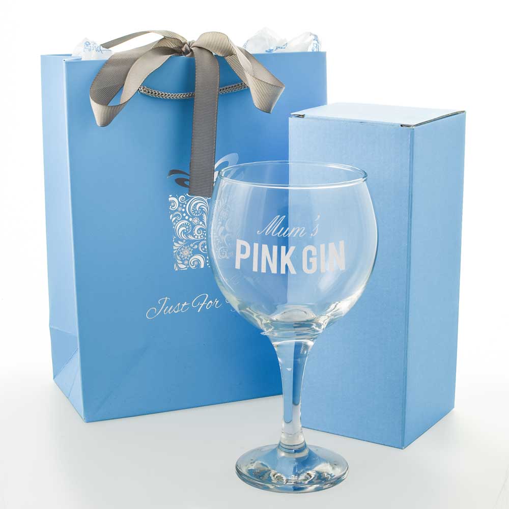 Raspberry Sweet Potato Gin, Cardboard Gift Box Engraved/Personalised *Pink Gin Design* Crystal Highball Glass & Miniature Bottle of Pink Gin 