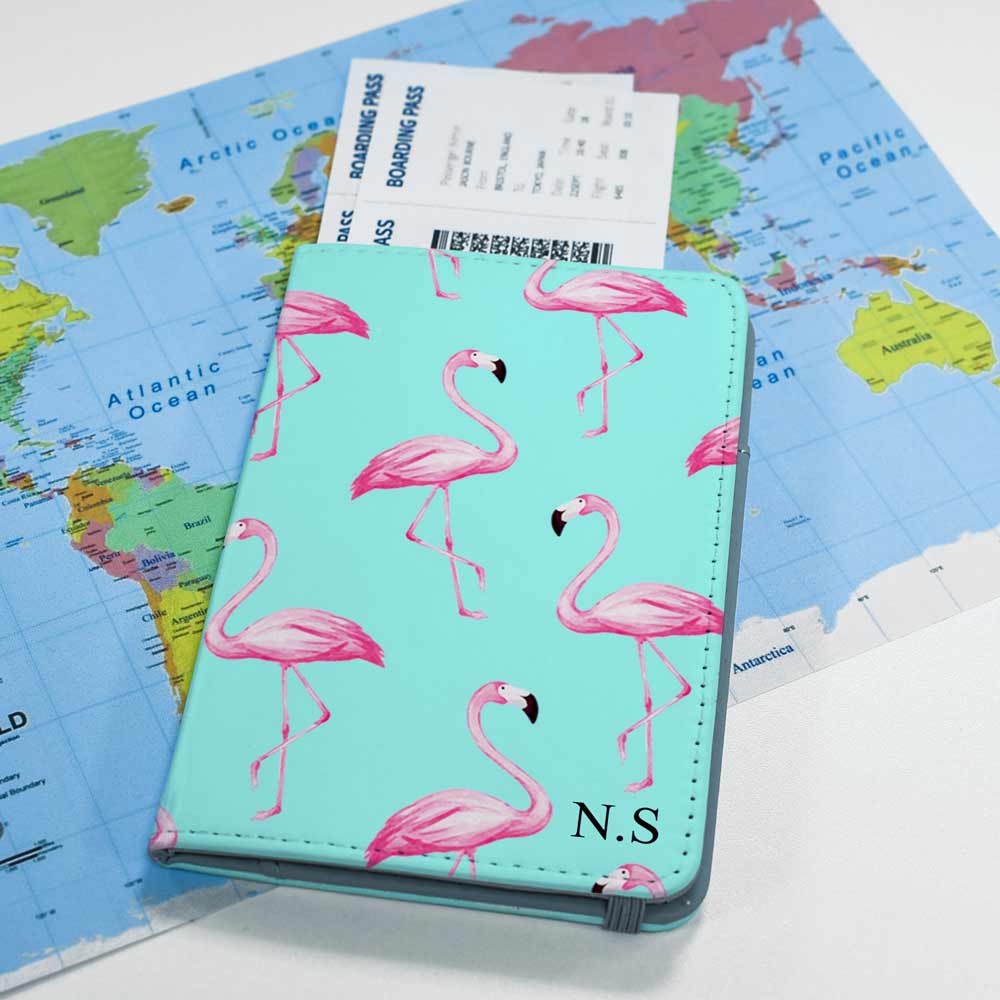 Personalised Passport Holder - Flamingos - Click Image to Close