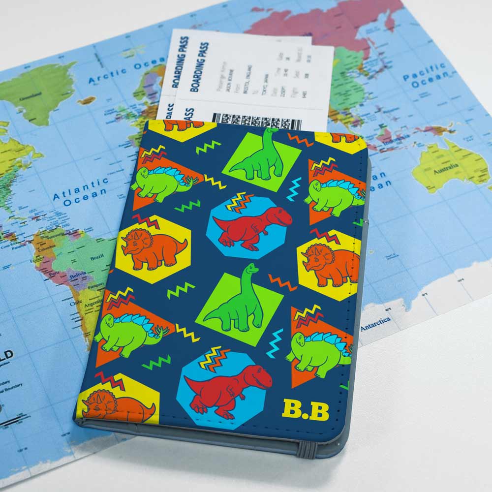Personalised Passport Holder - Dinosaurs - Click Image to Close