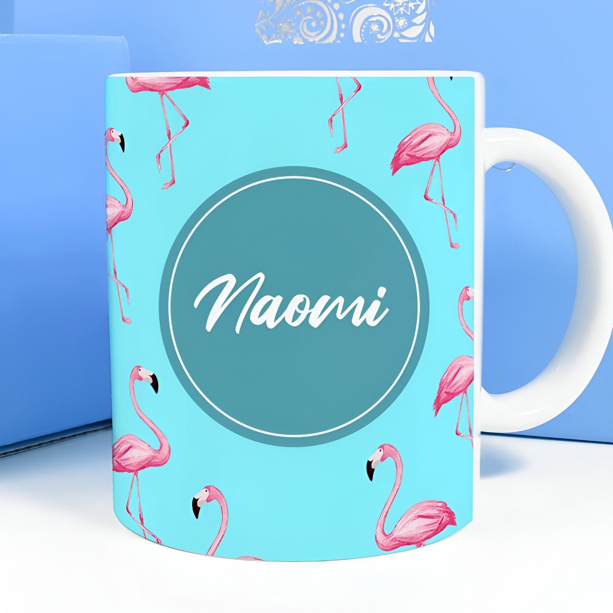 Personalised Mug - Flamingos Any Name - Click Image to Close