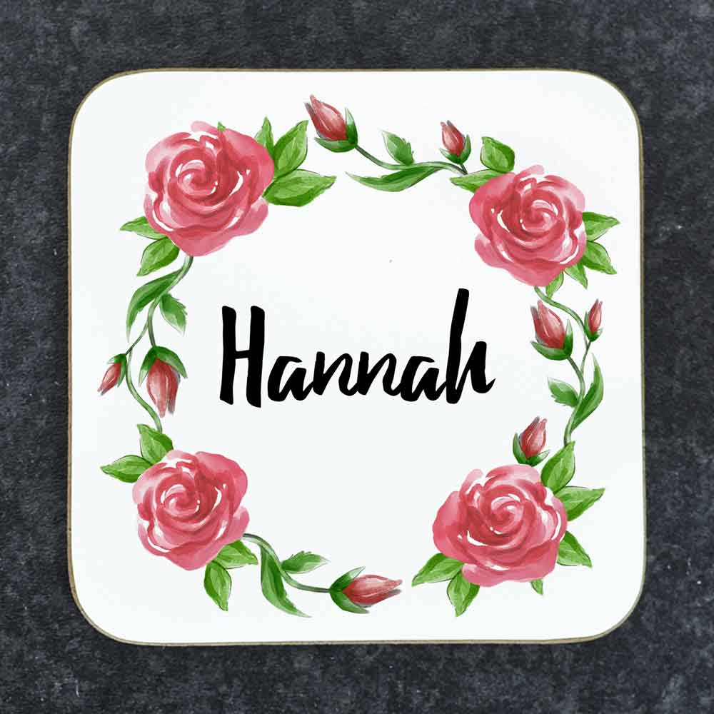 Personalised Coaster - Wreath Of Roses - Click Image to Close