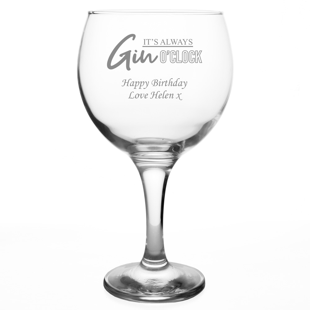 Personalised Gin Glass - Gin O'Clock - Click Image to Close