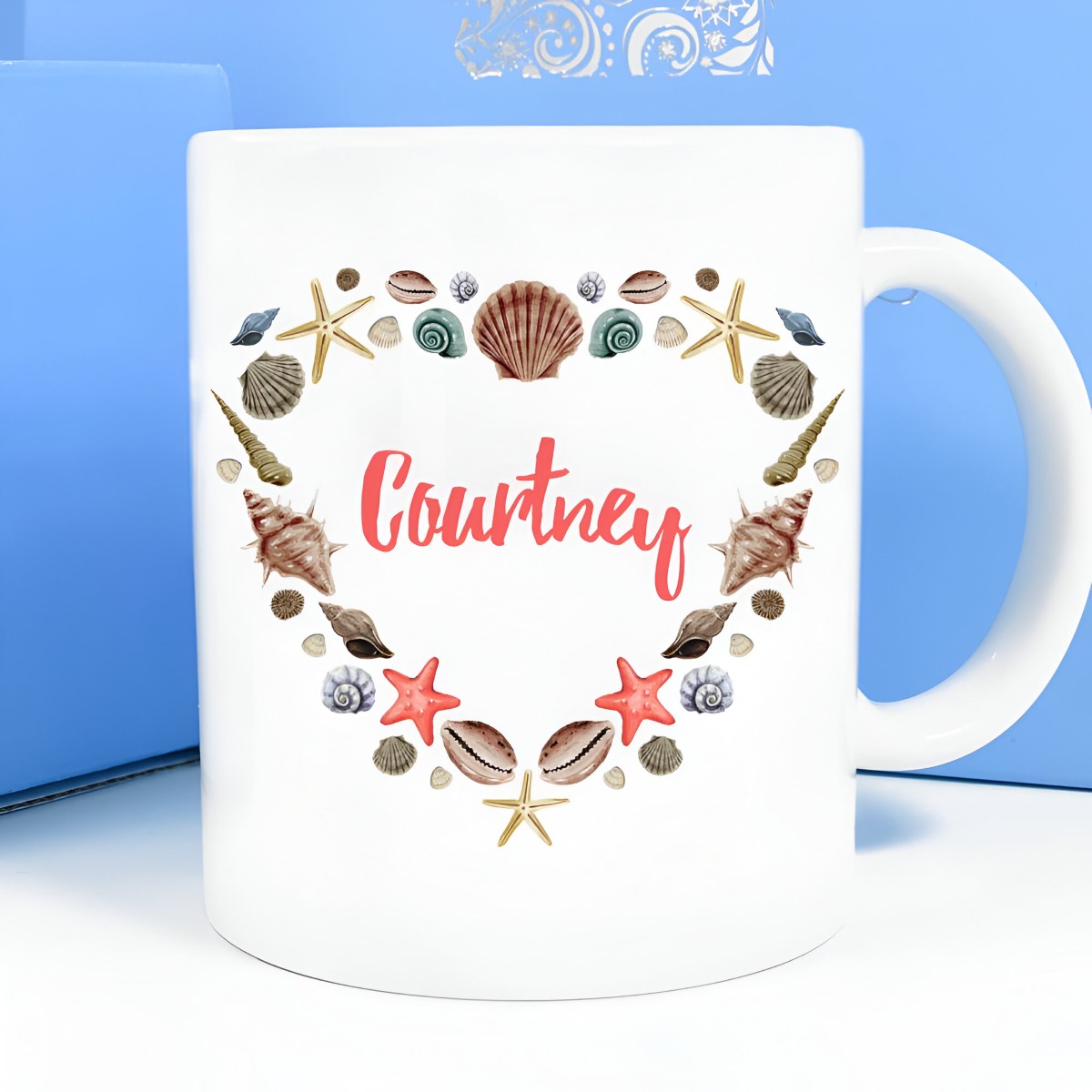 Personalised Mug - Seashell Heart - Click Image to Close