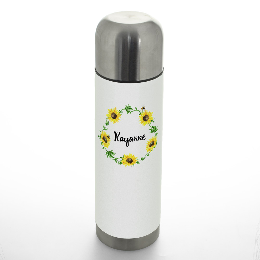 Personalised 26oz Thermal Flask - Sunflowers - Click Image to Close