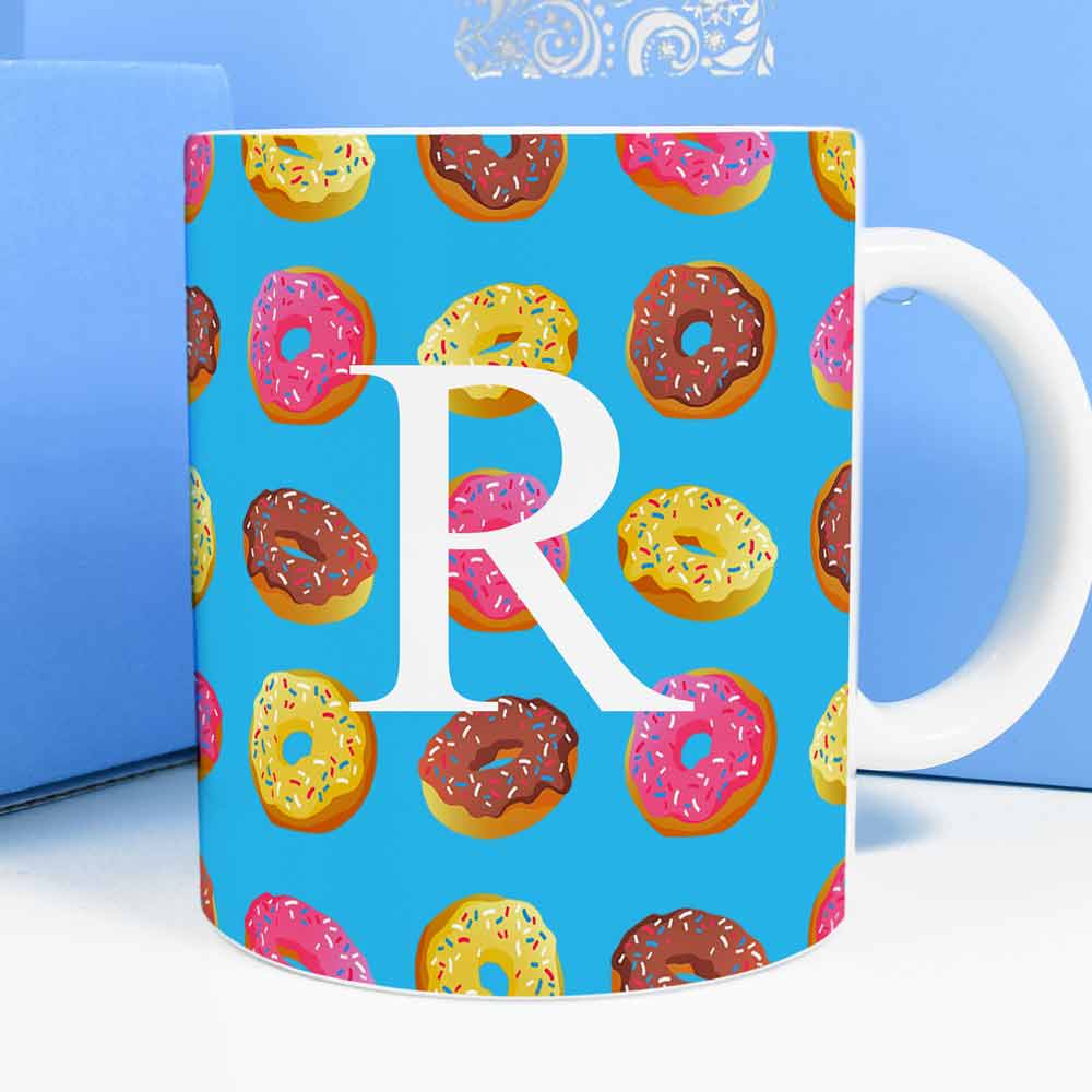 Personalised Mug - Doughnuts With Initial - Click Image to Close