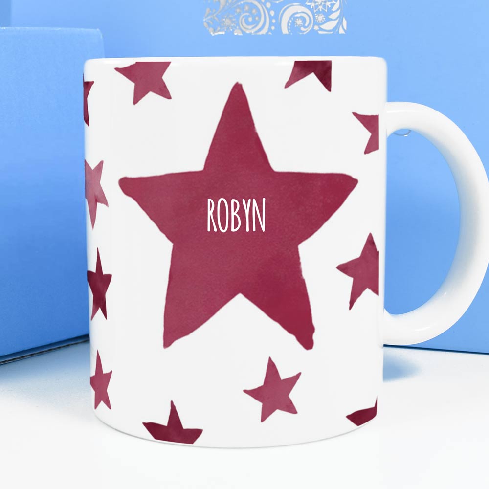 Personalised Mug - Red Stars Any Name - Click Image to Close