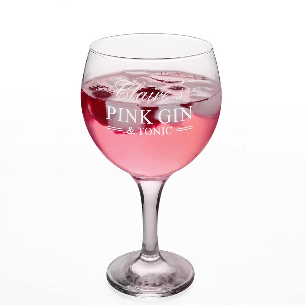 Personalised Gin Glass - Pink Gin And Tonic - Click Image to Close