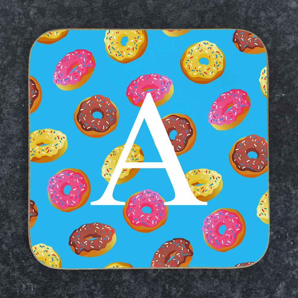 Personalised Coaster - Doughnuts And Initial - Click Image to Close