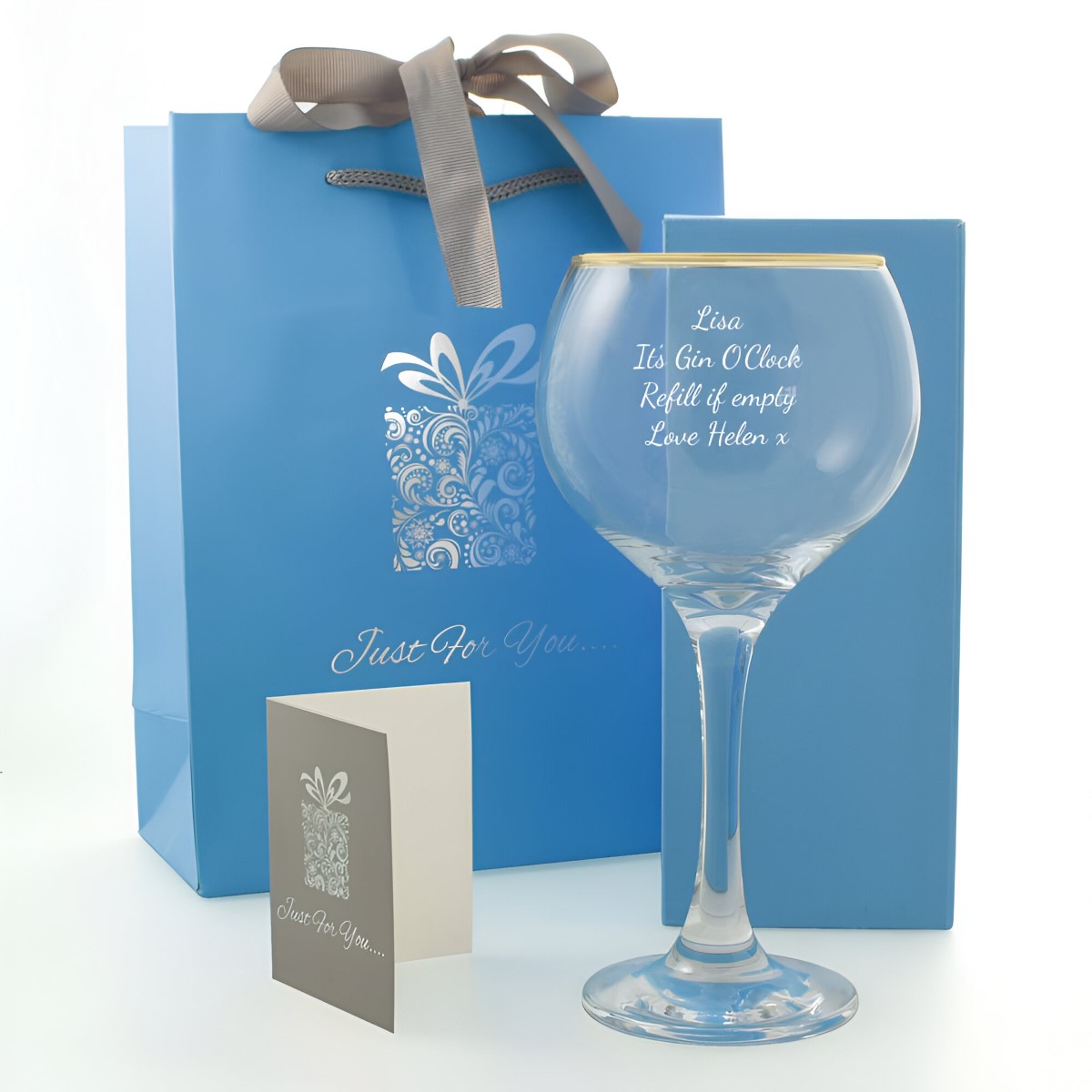 Personalised Gold Banded Gin Glass - Click Image to Close