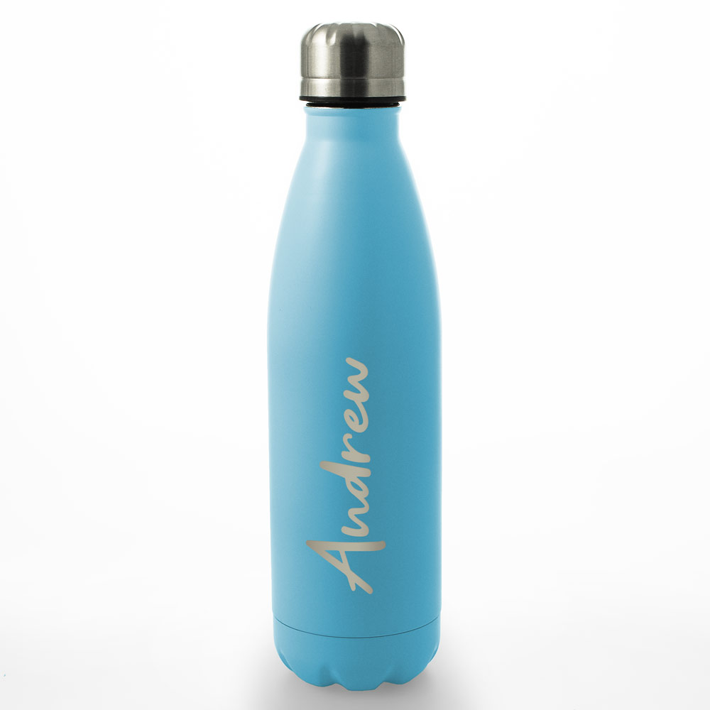 Personalised Engraved Water Bottle 500ml - Blue Any Name - Click Image to Close