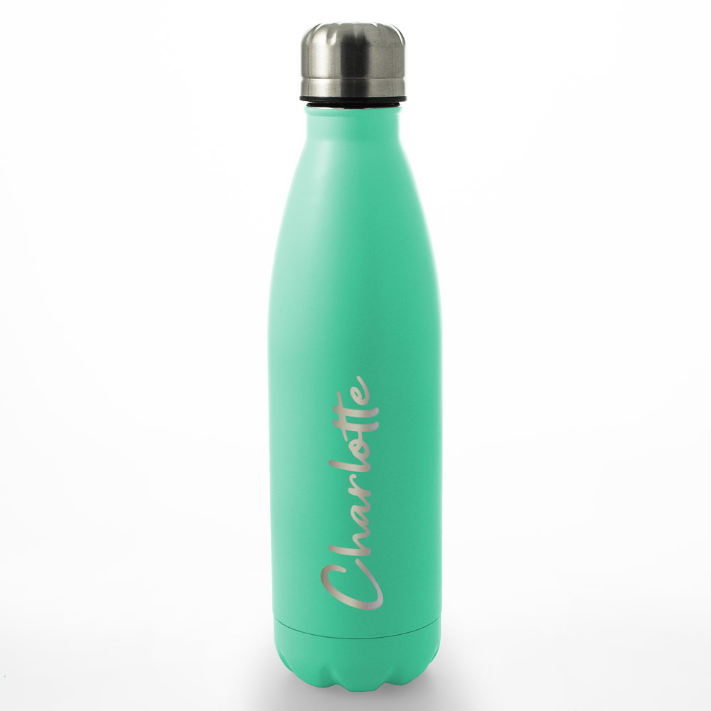 Personalised Engraved Water Bottle 500ml - Aqua Any Name - Click Image to Close