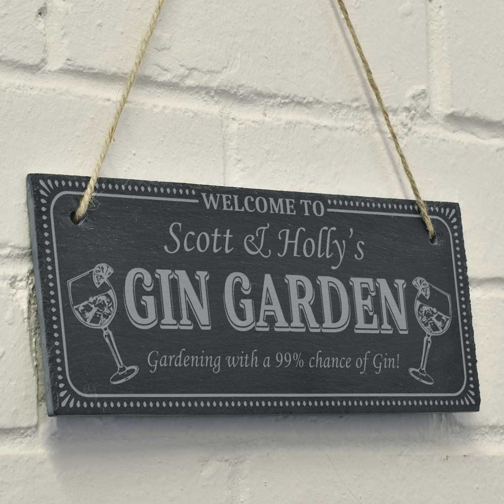 Personalised Gin Garden Slate Sign - Click Image to Close