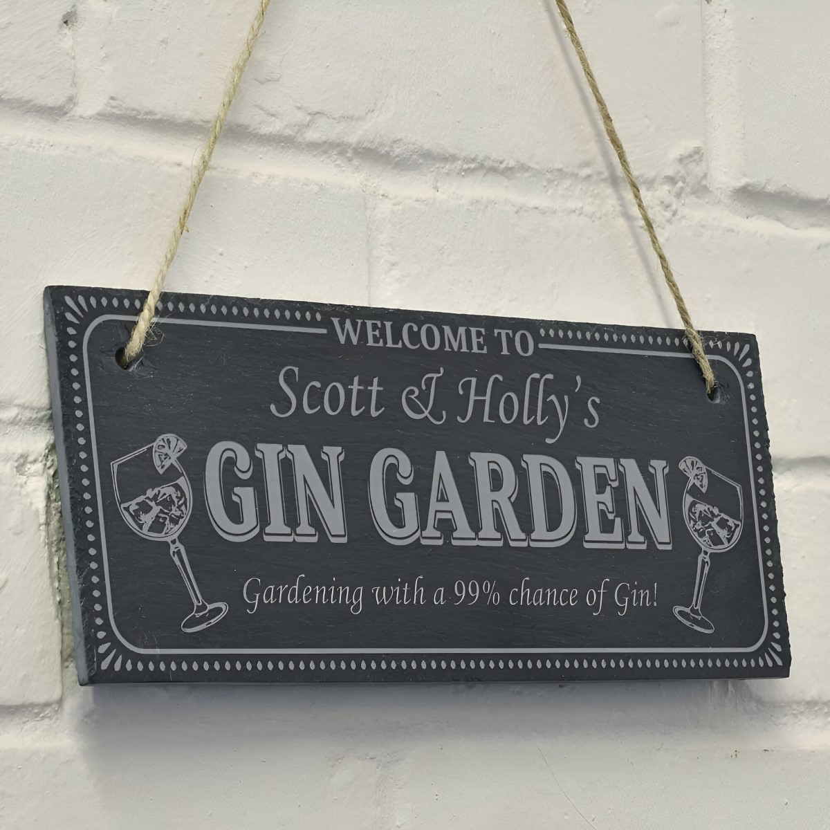 Personalised Gin Garden Slate Sign - Click Image to Close