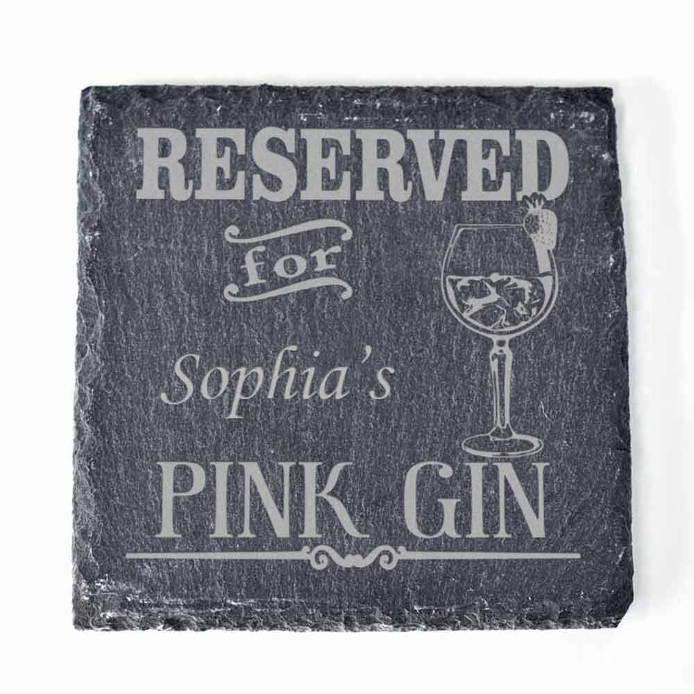 Personalised Pink Gin Slate Coaster - Click Image to Close