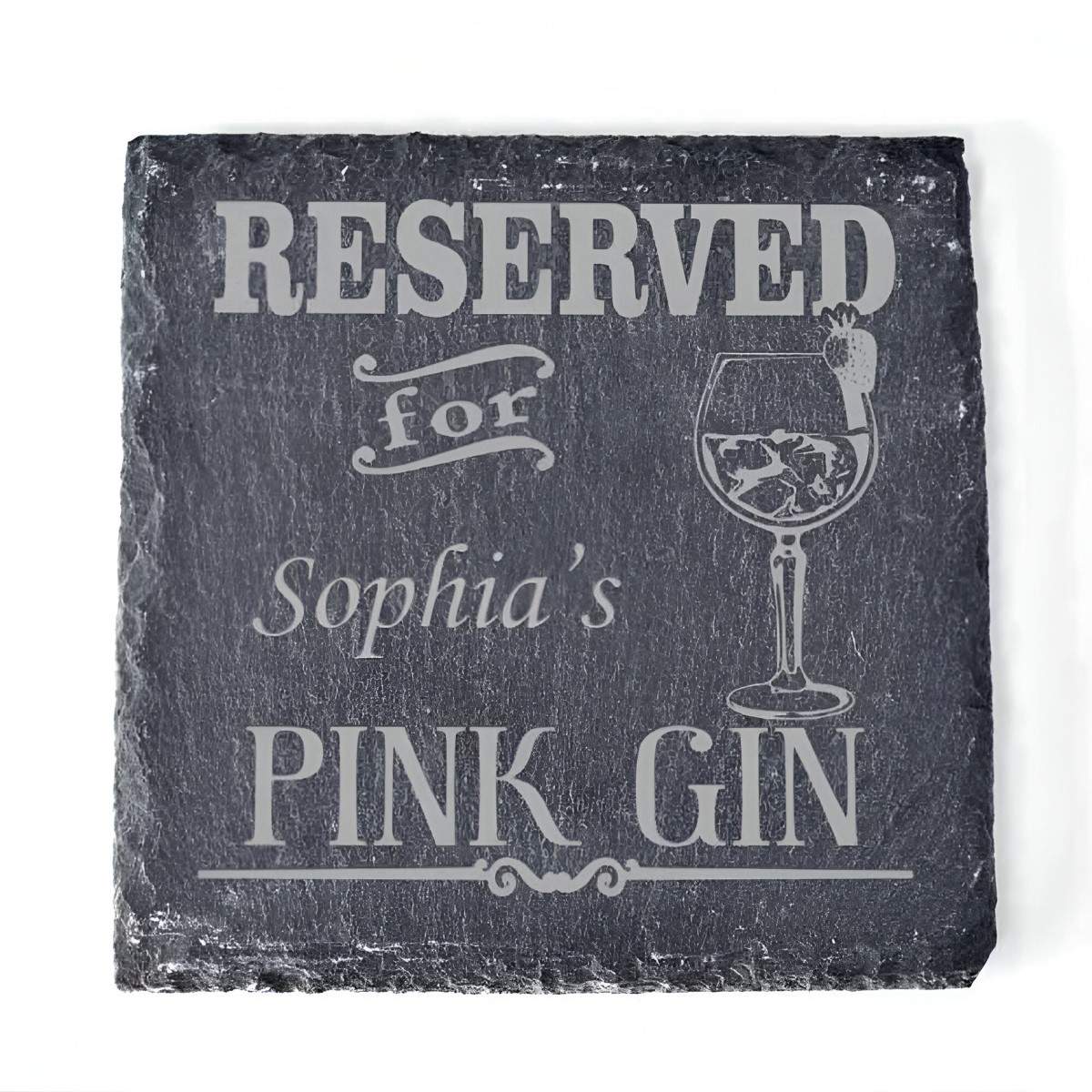 Personalised Pink Gin Slate Coaster - Click Image to Close