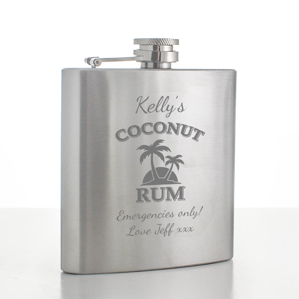Personalised Coconut Rum Hip Flask - Click Image to Close