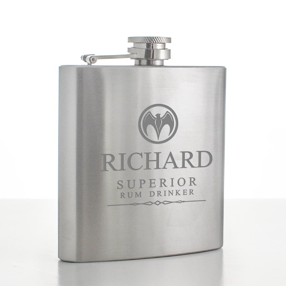 Personalised Superior Rum Drinker Hip Flask - Click Image to Close
