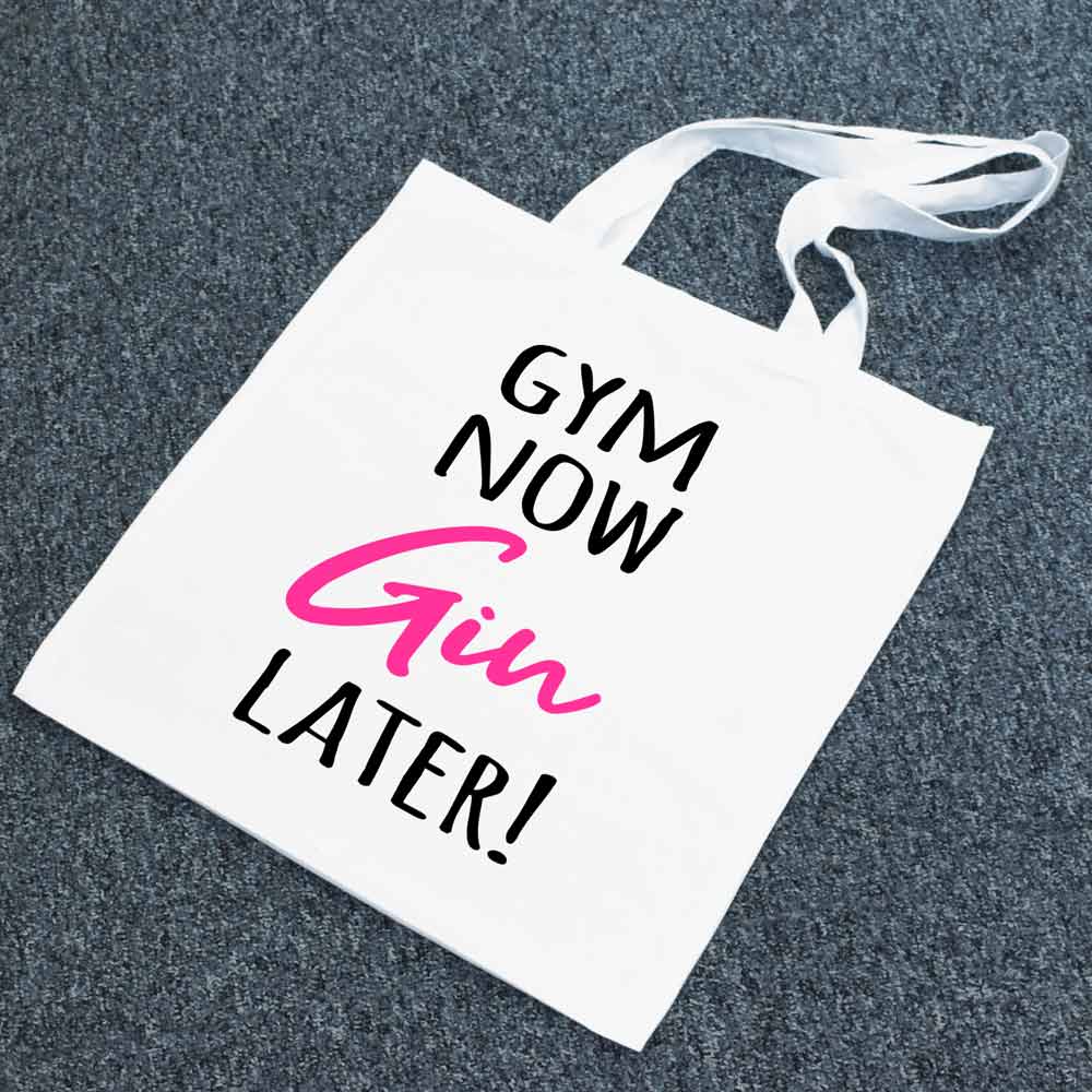 Gym Now Gin Later Tote Bag - Click Image to Close