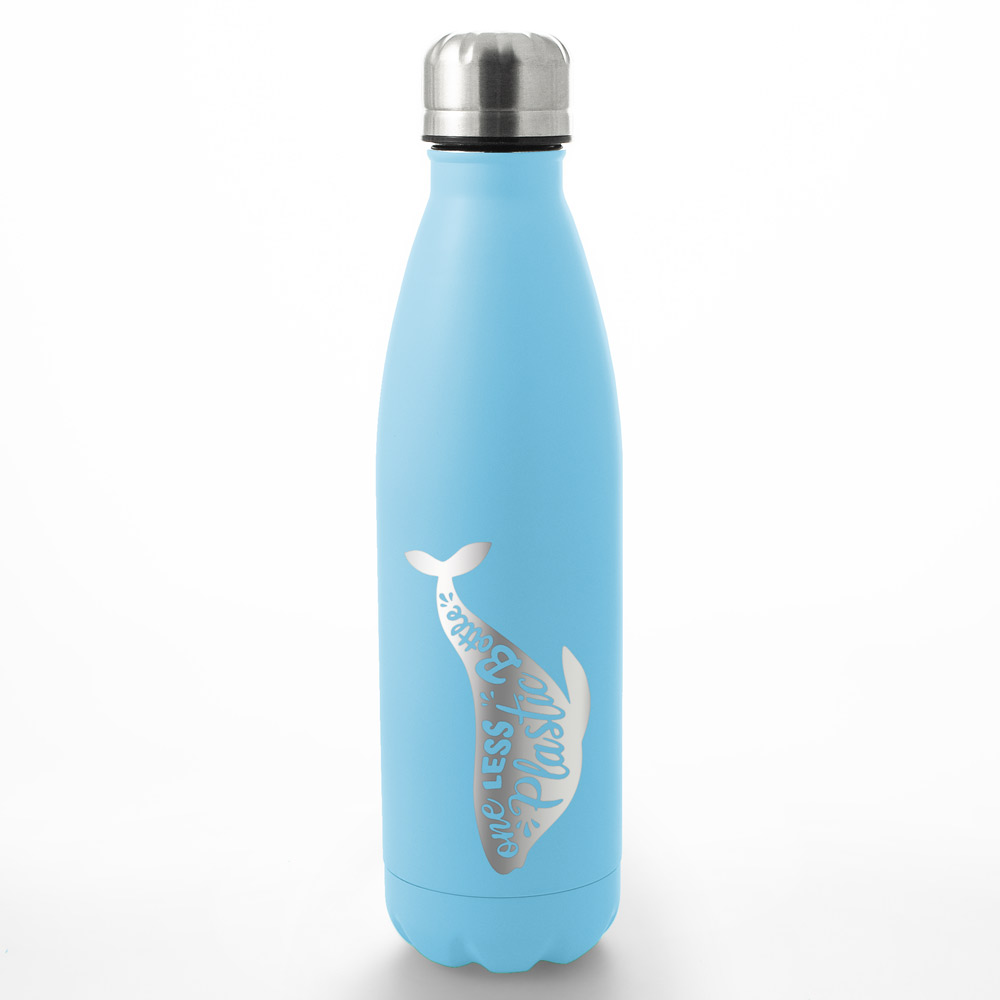 Blue Stainless Steel Bottle 500ml - One Less Plastic Bottle - Click Image to Close