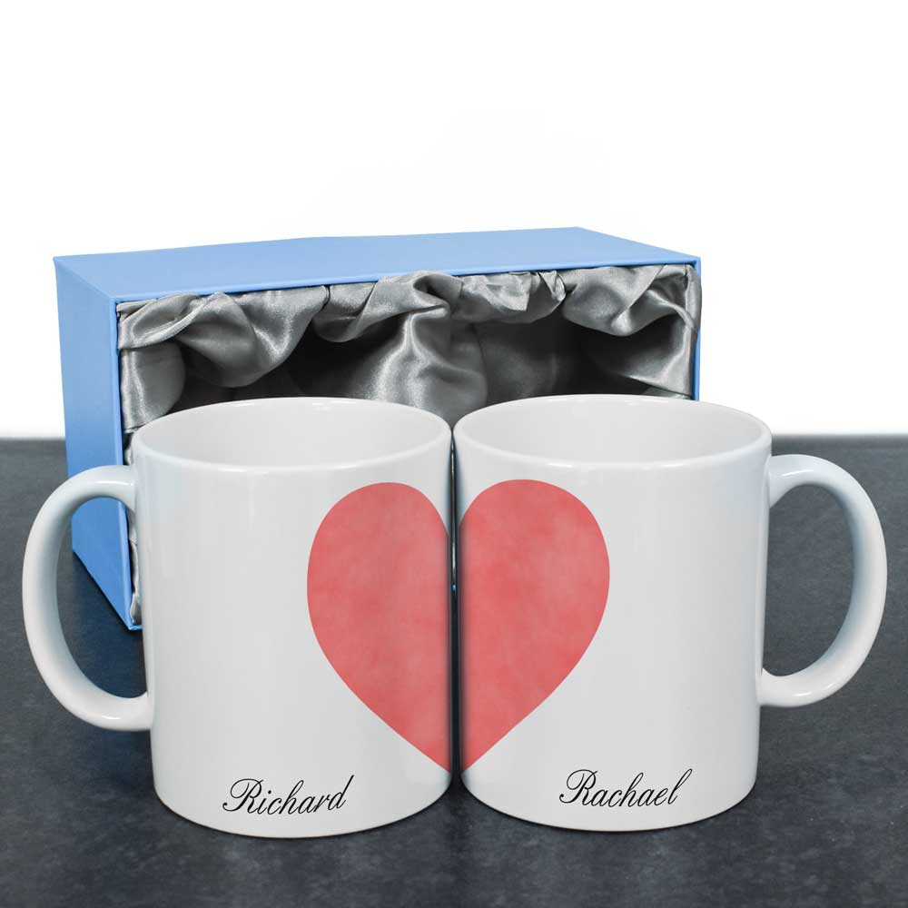 Personalised Love Hearts Mug Set - Click Image to Close