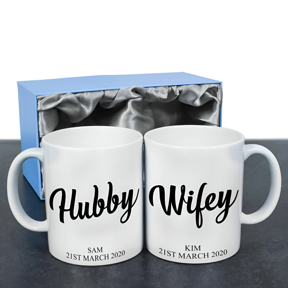 Personalised Hubby And Wifey Set Of Mugs - Click Image to Close