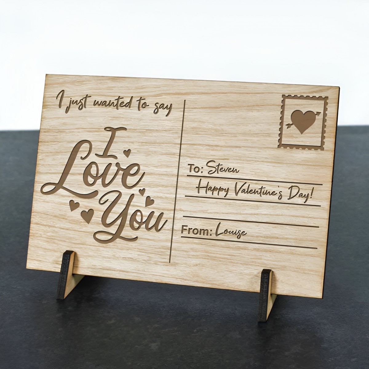 Personalised Wooden Postcard - Love Letter - Click Image to Close