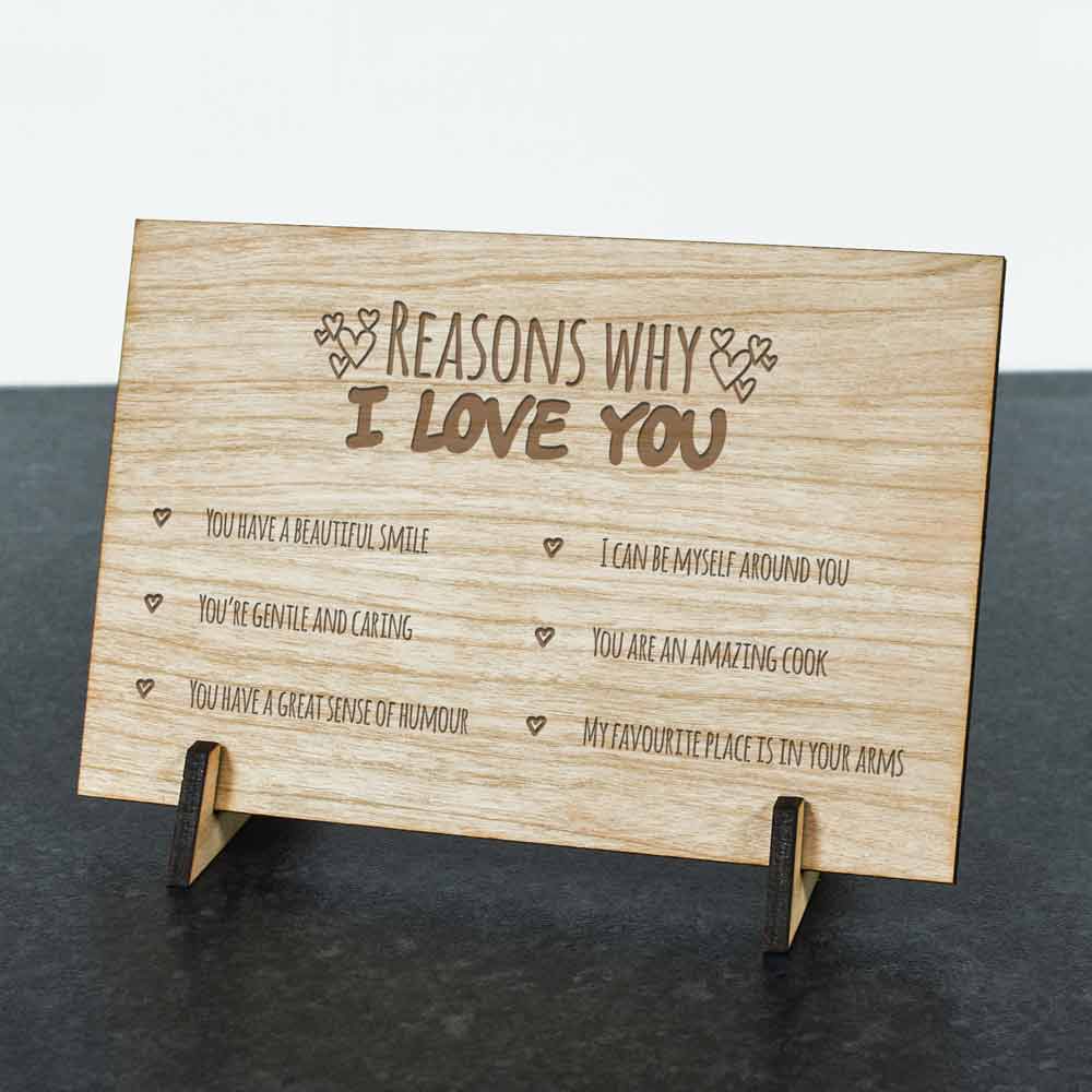 Personalised Wooden Postcard - Reasons Why I Love You - Click Image to Close