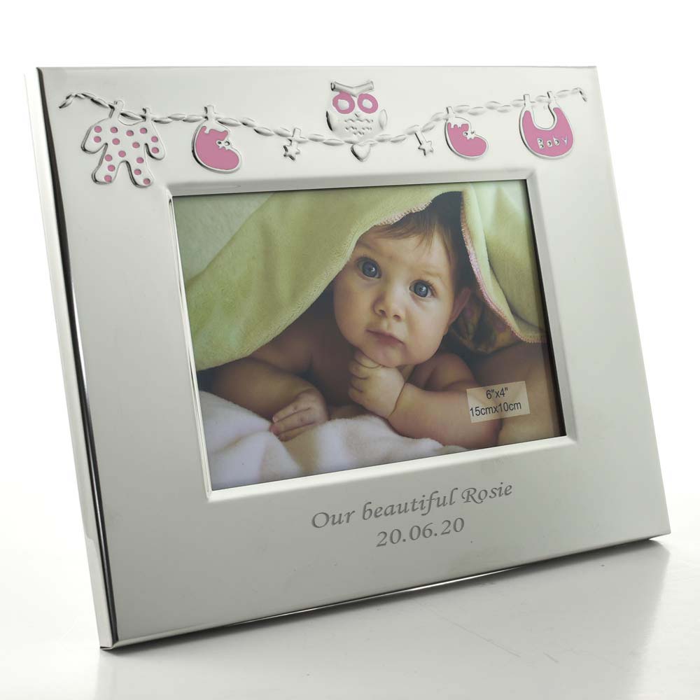 Personalised Baby Clothes Silver Frame - Pink - Click Image to Close