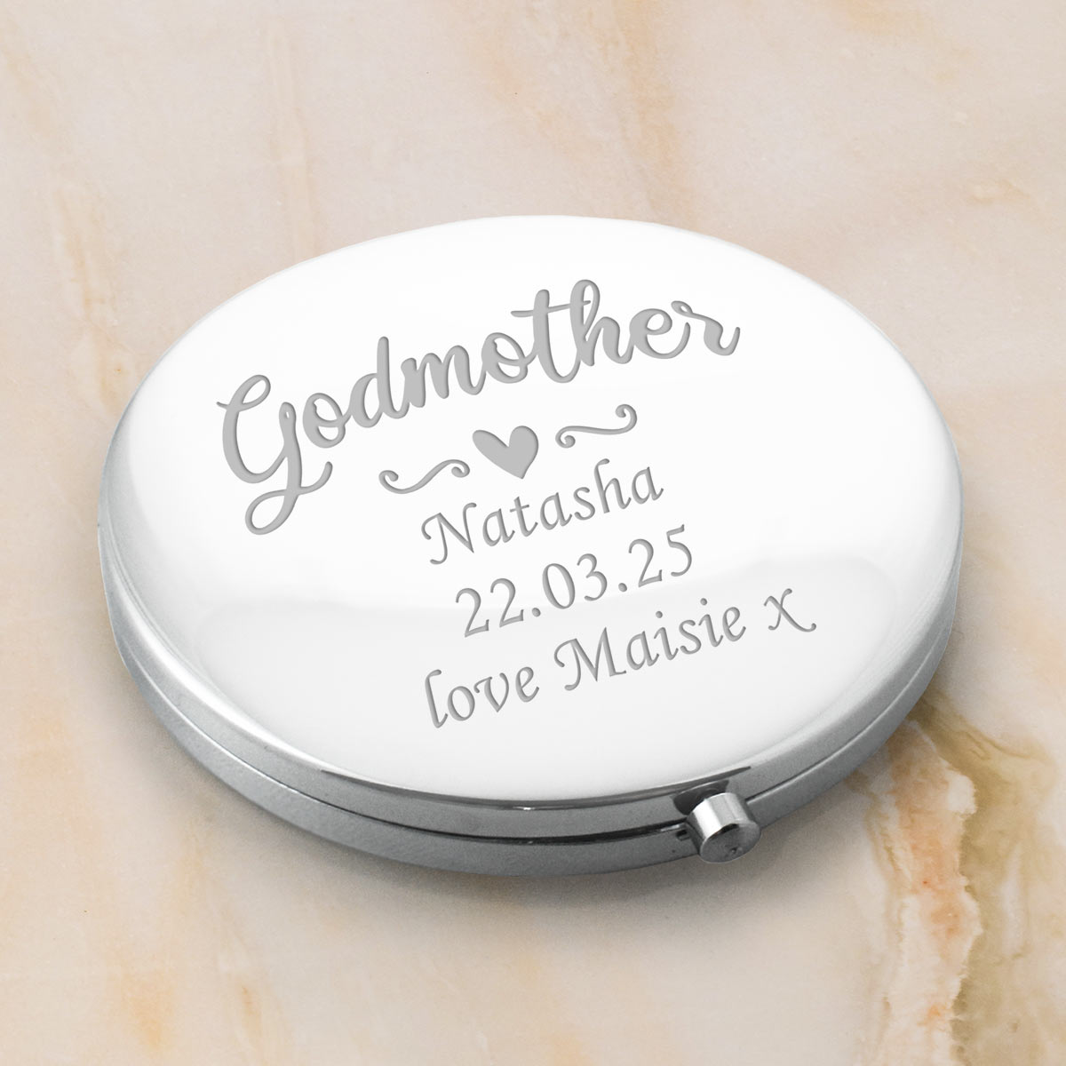 Personalised Godmother Compact Mirror - Click Image to Close