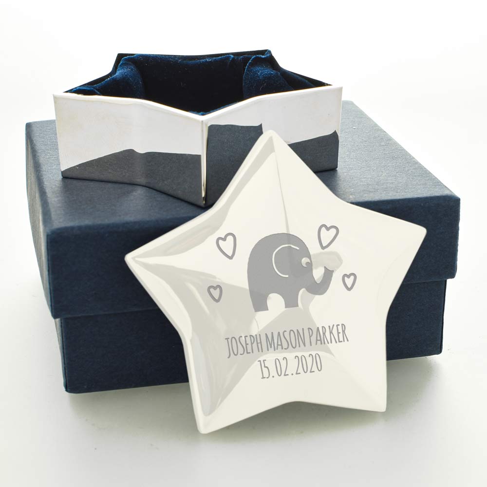 Personalised Baby Elephant Star Trinket Box - Click Image to Close