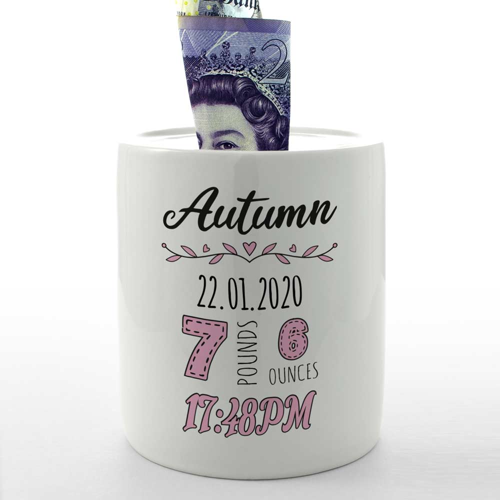 Personalised Money Box - New Arrival Pink - Click Image to Close