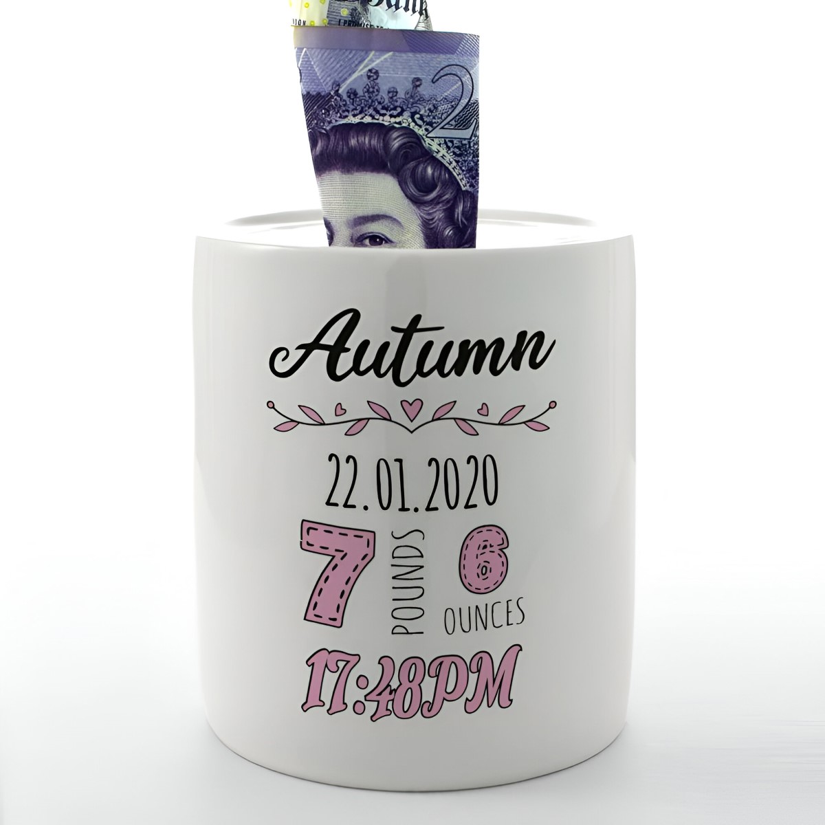 Personalised Money Box - New Arrival Pink - Click Image to Close