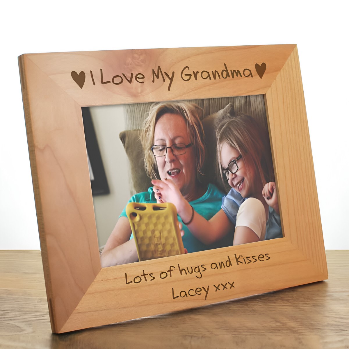 Personalised 'I Love My Grandma' Wooden Photo Frame - Click Image to Close