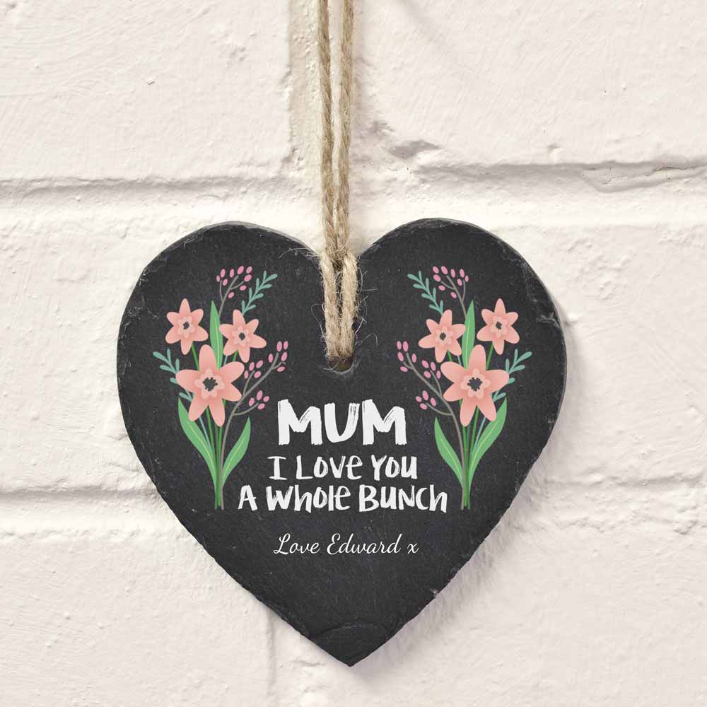 Personalised Hanging Slate Heart - I Love You A Whole Bunch - Click Image to Close