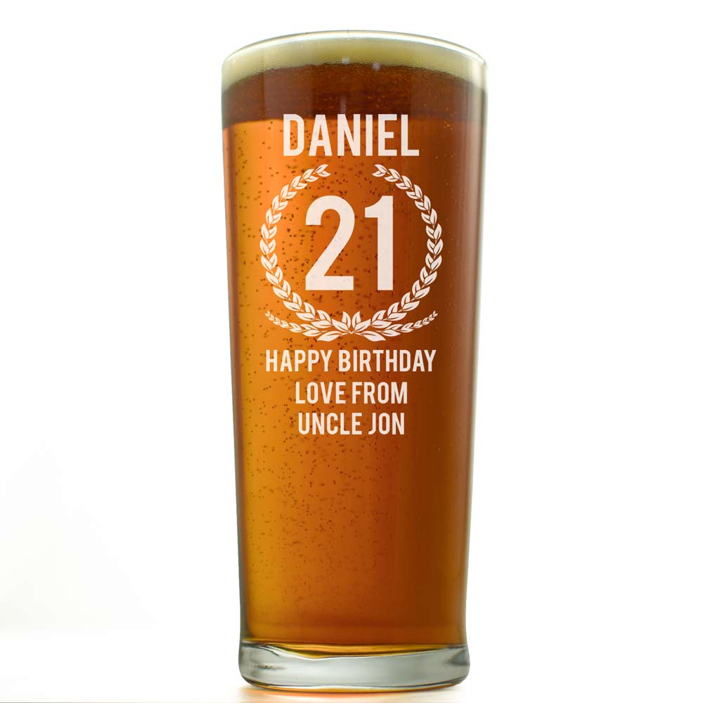Personalised Pint Glass - 21st Birthday - Click Image to Close