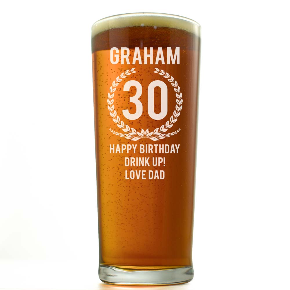 Personalised Pint Glass - 30th Birthday - Click Image to Close