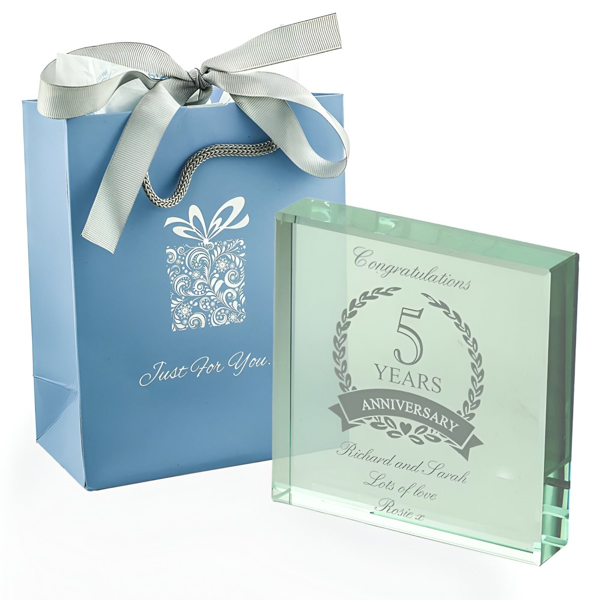 Personalised 5th Wedding Anniversary Glass Token - Click Image to Close