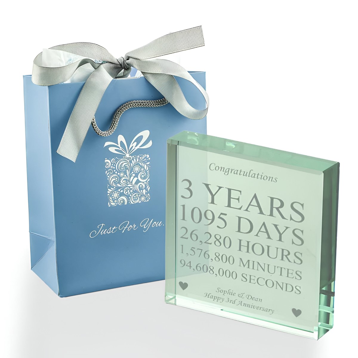 Personalised 3 Years Of Marriage Glass Token - Click Image to Close