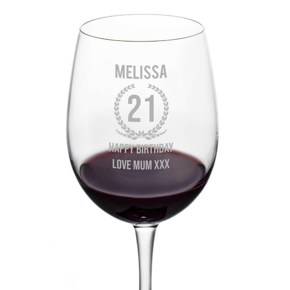 Personalised Wine Glass - 21st Birthday - Click Image to Close