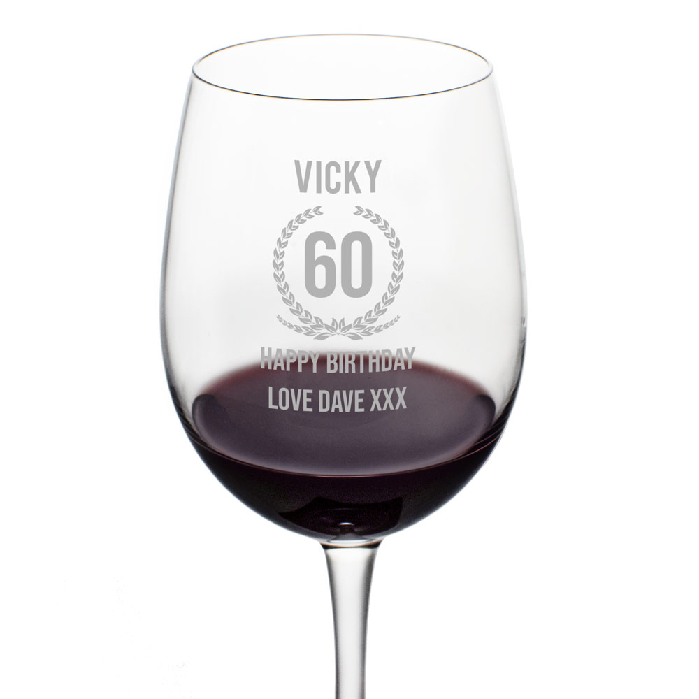 Personalised Wine Glass - 60th Birthday - Click Image to Close