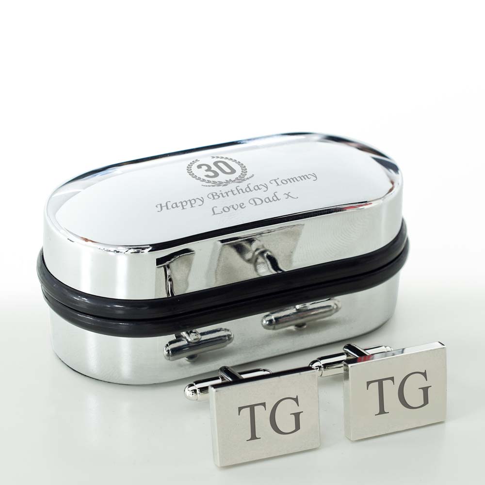 Personalised Cufflinks and Box - 30th Birthday - Click Image to Close