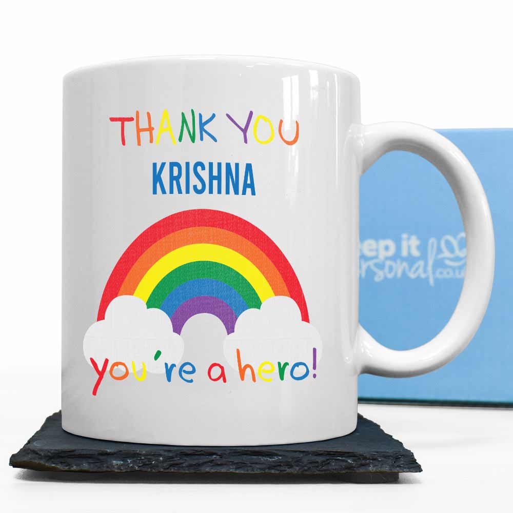 Personalised Rainbow You're A Hero Mug - Click Image to Close