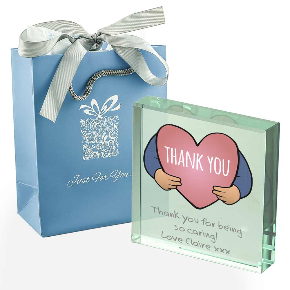 Personalised Glass Token - Thank You Send A Hug - Click Image to Close