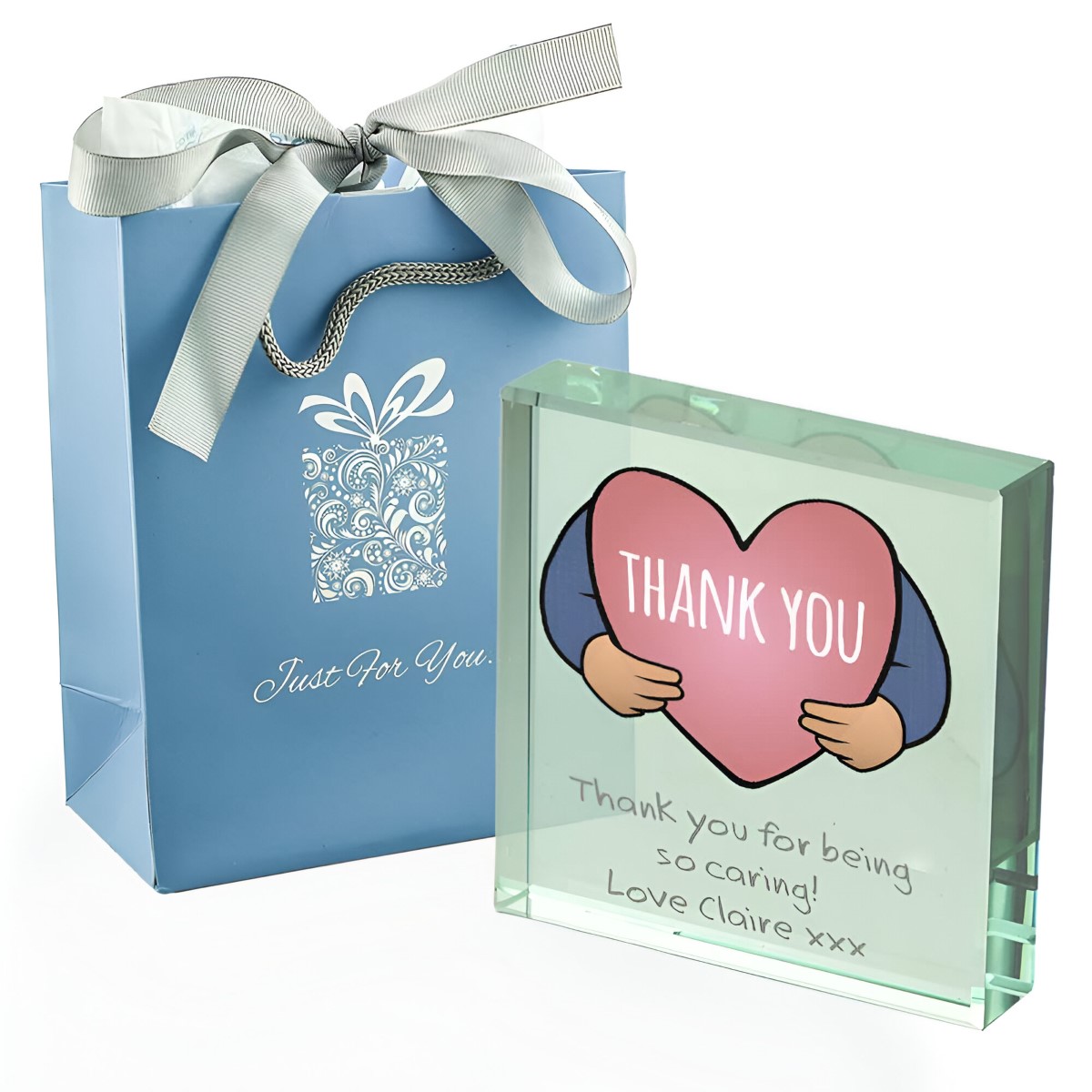 Personalised Glass Token - Thank You Send A Hug - Click Image to Close