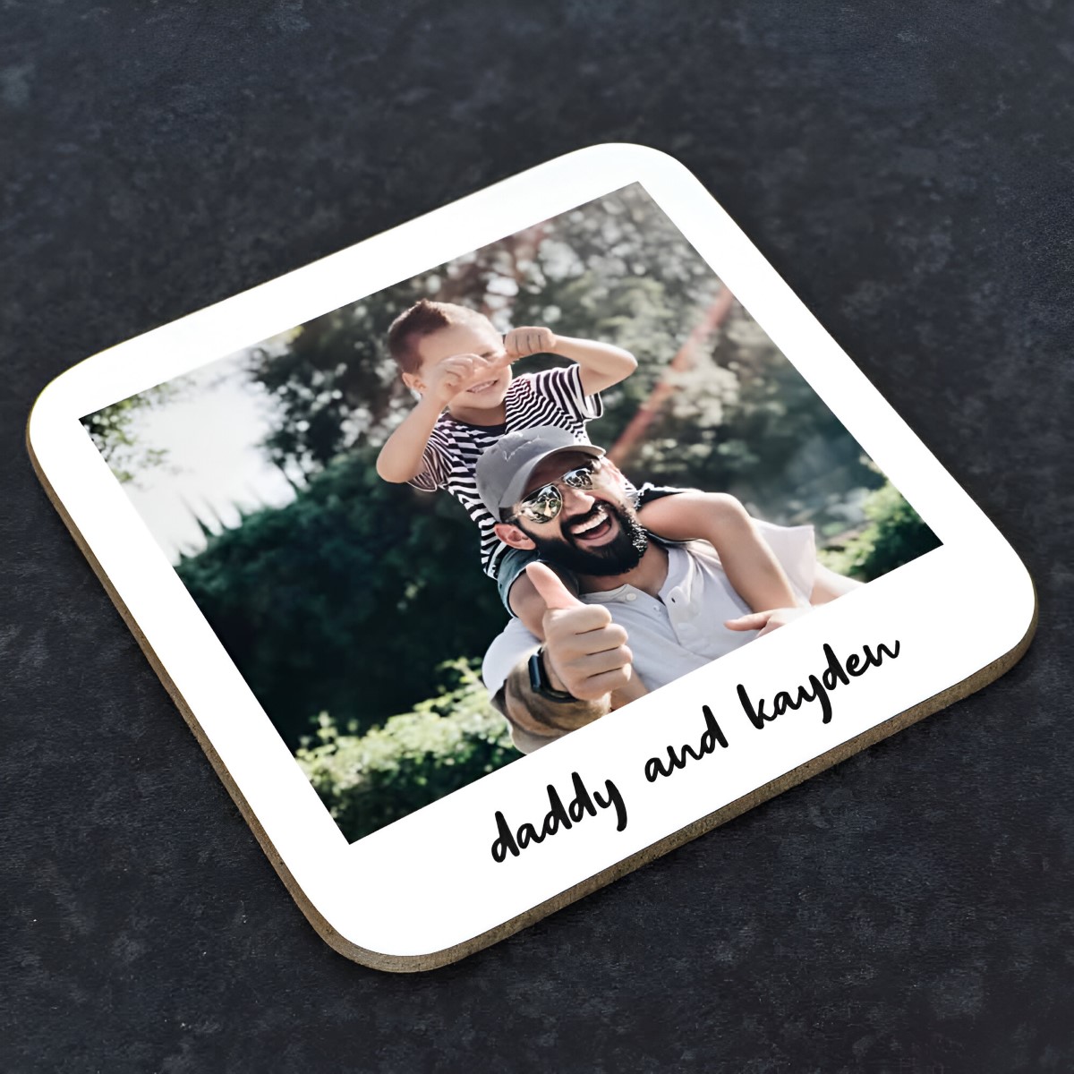 Personalised Polaroid Photo Coaster For Dad - Click Image to Close