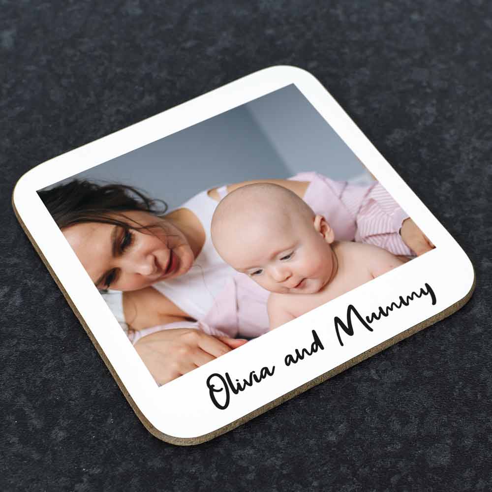 Personalised Polaroid Photo Coaster For Mum - Click Image to Close