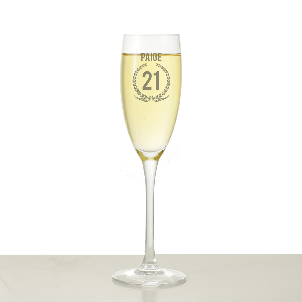 Personalised Champagne Flute - 21st Birthday - Click Image to Close