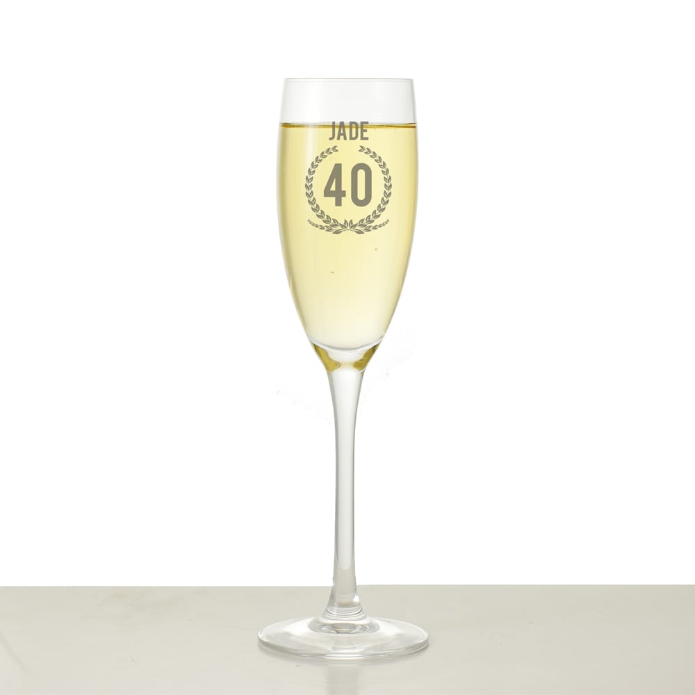Personalised Champagne Flute - 40th Birthday - Click Image to Close