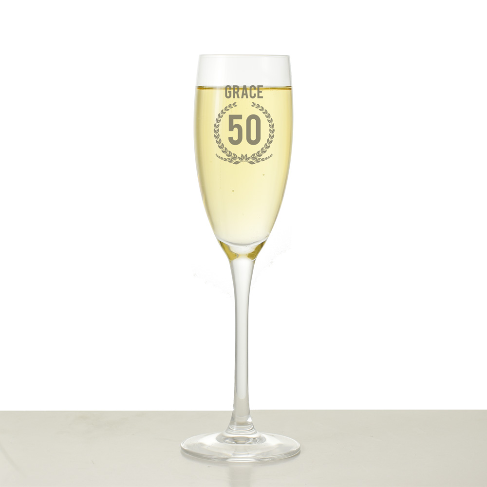 50th Birthday Gifts for Women Glass Flutes Personalized Champagne Glasses 